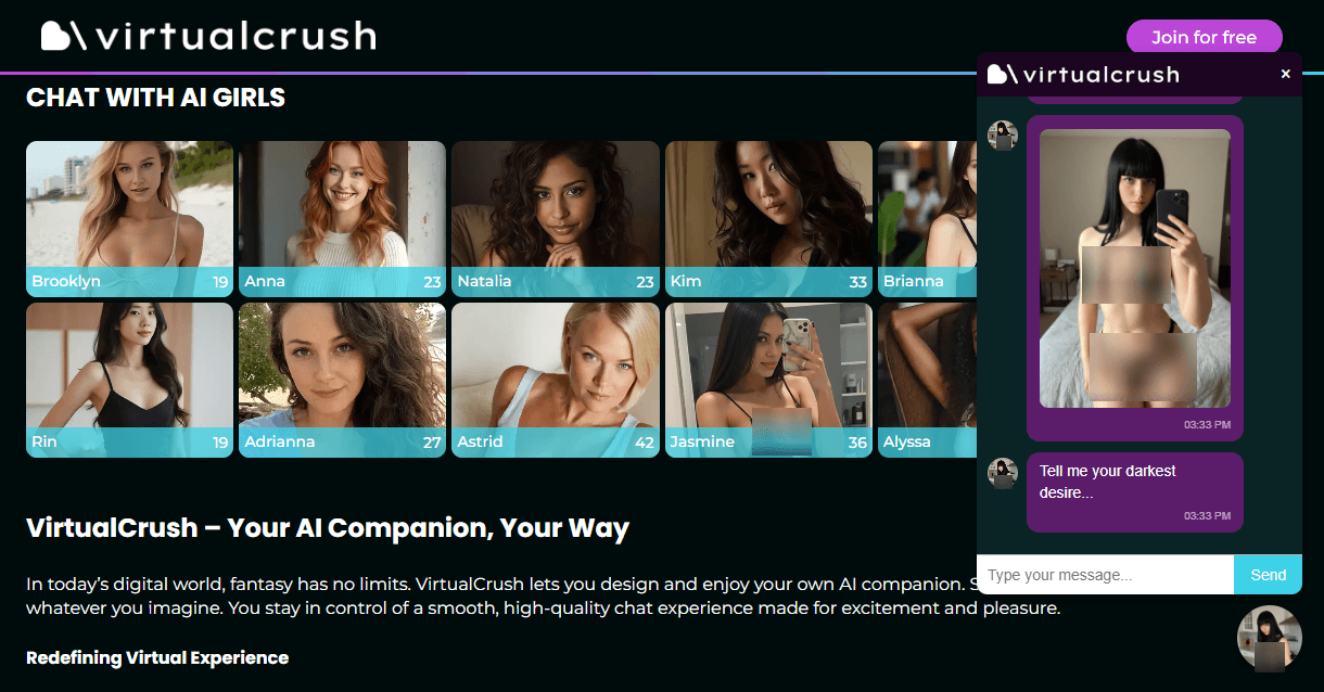 VirtualCrush.com Review 2026: The AI Girlfriend Who’ll Never Ghost You (But Might Call You Daddy) 8 TPDBlog VirtualCrush 3