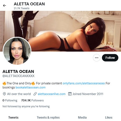 Aletta Ocean & 265+ Twitter Porn Accounts Like Twitter.com
