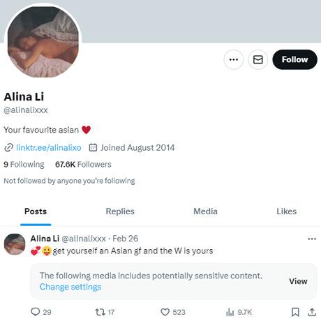 Alina Li Twitter